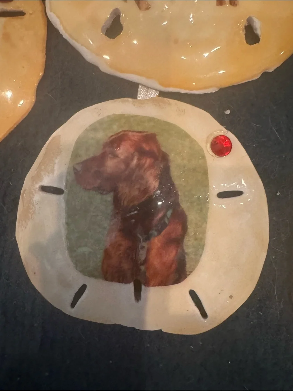 Handmade Golden Retriever real  Sand Dollar Dog Ornament s